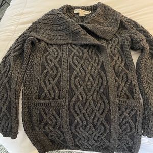 Aran Mor cable knit cardigan 100% Merino Wool